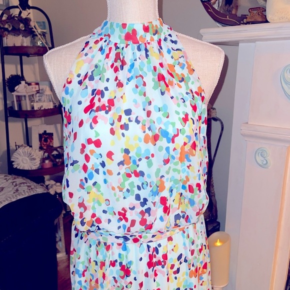 Julia Jordan Mock-Neck Printed Three-Tier Maxi Dress. Size 8 EUC - Picture 4 of 16